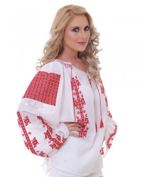 TRADITIONAL HANDMADE BLOUSE - Red Rose Motif
